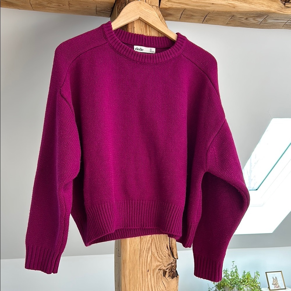 ELODIE Women’s Crew Neck Sweater Magenta Size Medium